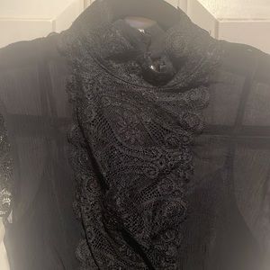Women's x-sm sheer black top